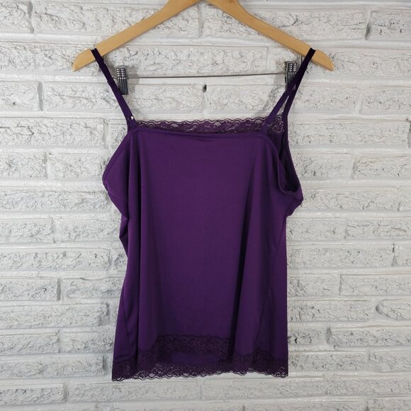 Fashion Bug Women Top Extra Large Camisole Purple Lace Trim PUR15E - Picture 5 of 8